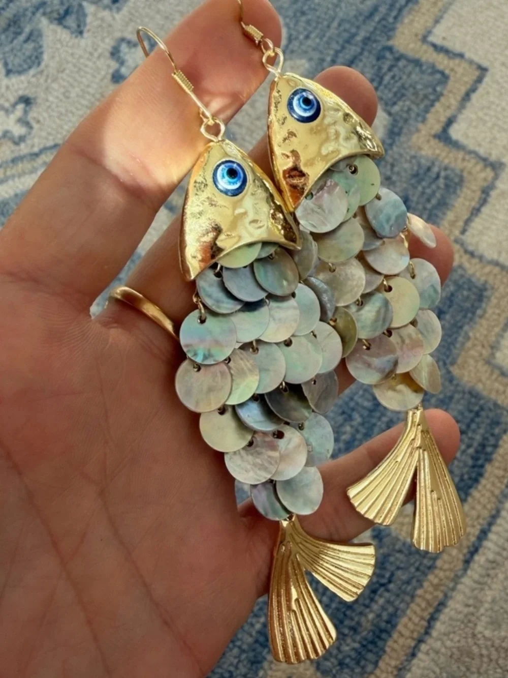 Perla Fish Goddess Gold Earrings